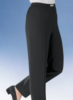Clearance KLAUS MODELLE MADE IN GERMANY Hose mit Metallzier am Bund in 8 Farben SCHWARZ