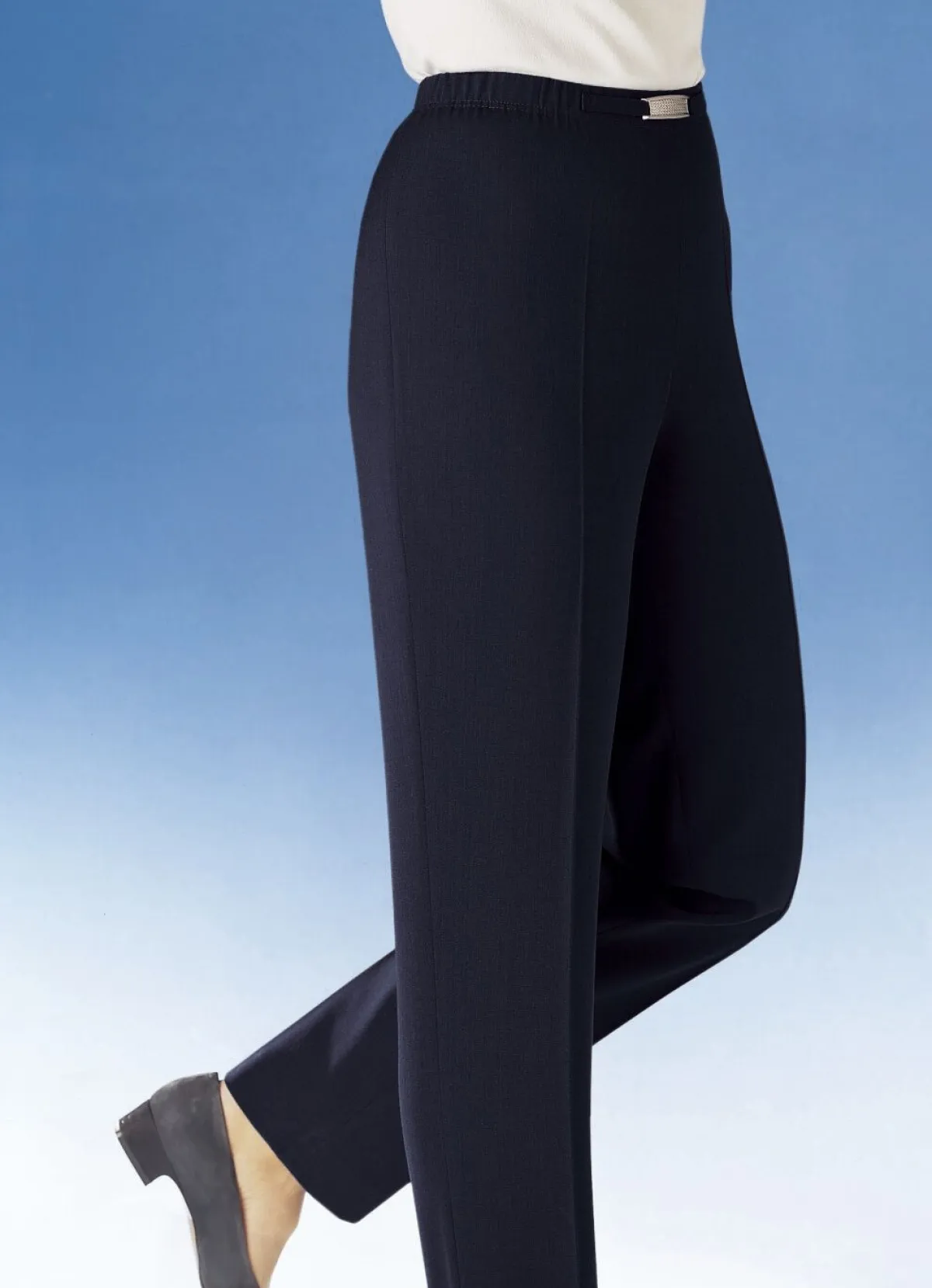 New KLAUS MODELLE MADE IN GERMANY Hose mit Metallzier am Bund in 8 Farben MITTELBRAUN MEL.