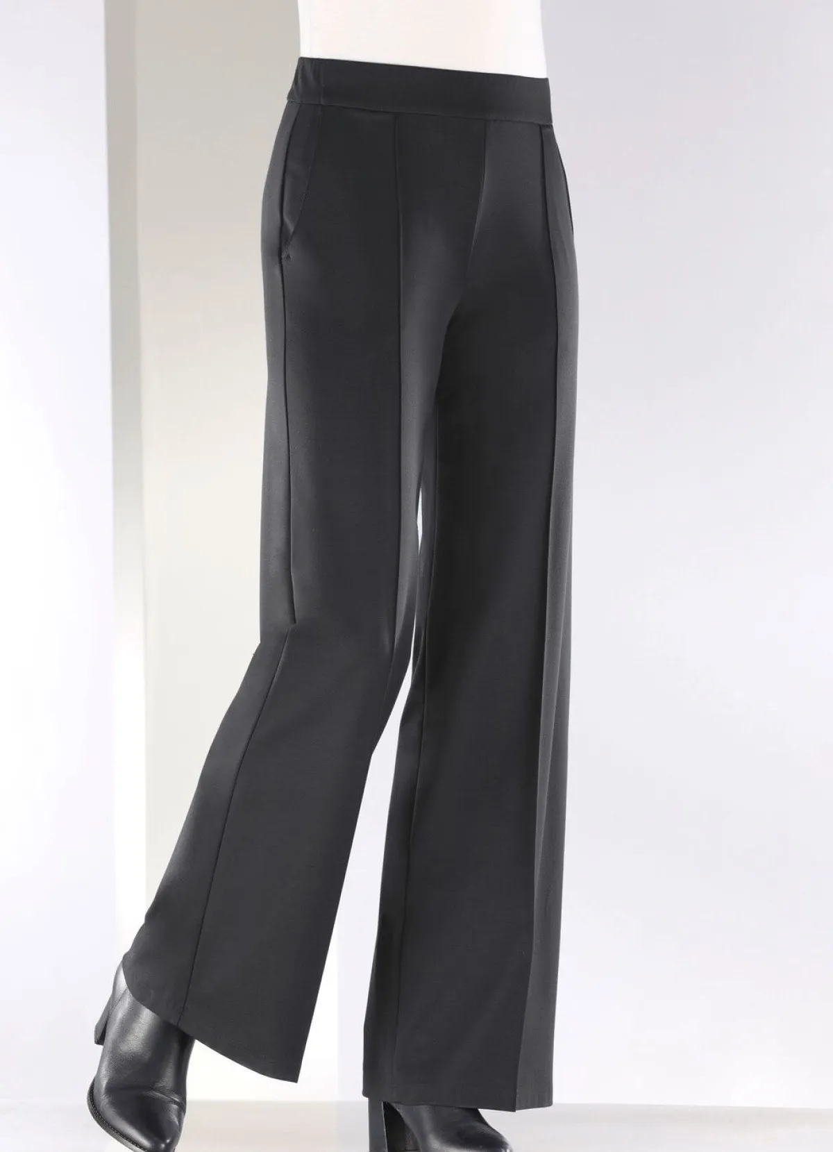Hot KLAUS MODELLE MADE IN GERMANY Hose mit streckenden Biesen ANTHRAZIT MELIERT