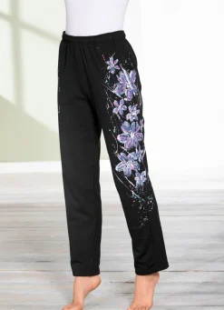 BADER Hose mit tollem Floral Dessin SCHWARZ