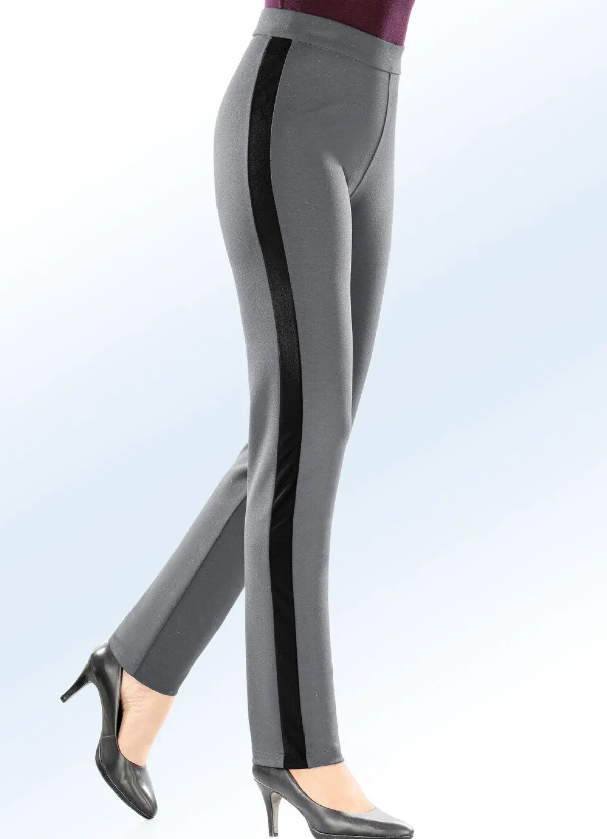 Hot KLAUS MODELLE MADE IN GERMANY Hose im angesagten Materialmix M''GRAU-SCHWARZ