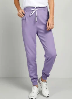 Hot BADER Hose im Joggpant-Style LILA-WEISS