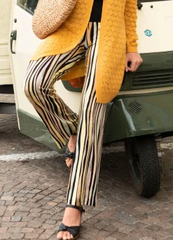 New KLAUS MODELLE MADE IN GERMANY Hose in aparter Streifendessinierung SCHWARZ-BUNT