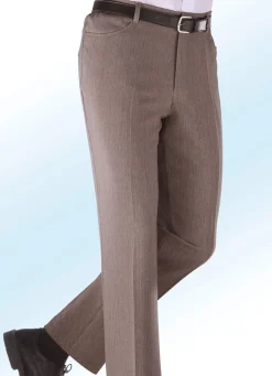 Online KLAUS MODELLE MADE IN GERMANY Hose in Leinenoptik in 4 Farben MITTELBRAUN MELIERT
