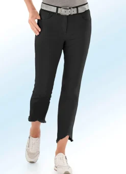 Clearance BADER Hose in 7/8-Länge mit interessantem Fransenabschluss SCHWARZ