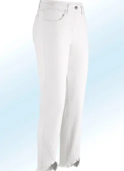 New BADER Hose in 7/8-Länge mit interessantem Fransenabschluss ECRU