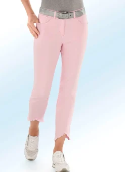 Discount BADER Hose in 7/8-Länge mit interessantem Fransenabschluss ROSÉ