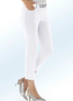 Sale BADER Hose in 7/8-Länge mit silberfarbenem Galonstreifen WEISS