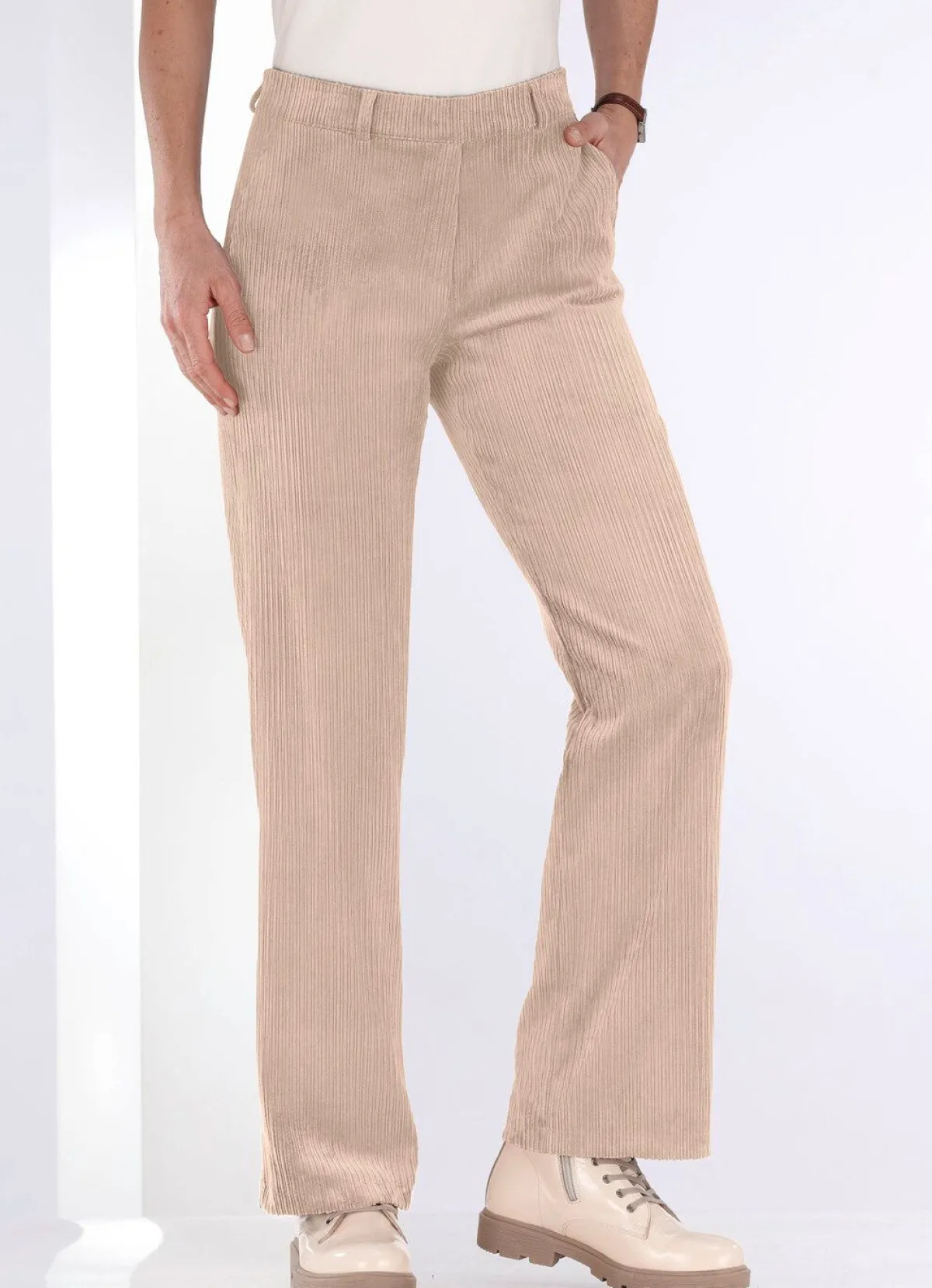 Outlet KLAUS MODELLE MADE IN GERMANY Hose in modischer Weite HELLBEIGE
