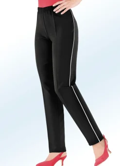 New BADER Hose mit angesagter Kontrast-Zierpaspel SCHWARZ-ECRU