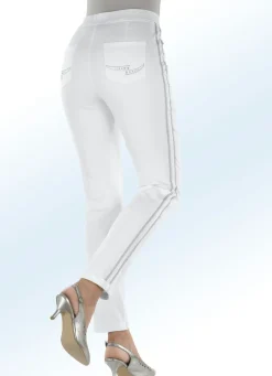 Sale BADER Hose mit effektvollen Zierbändern WEISS