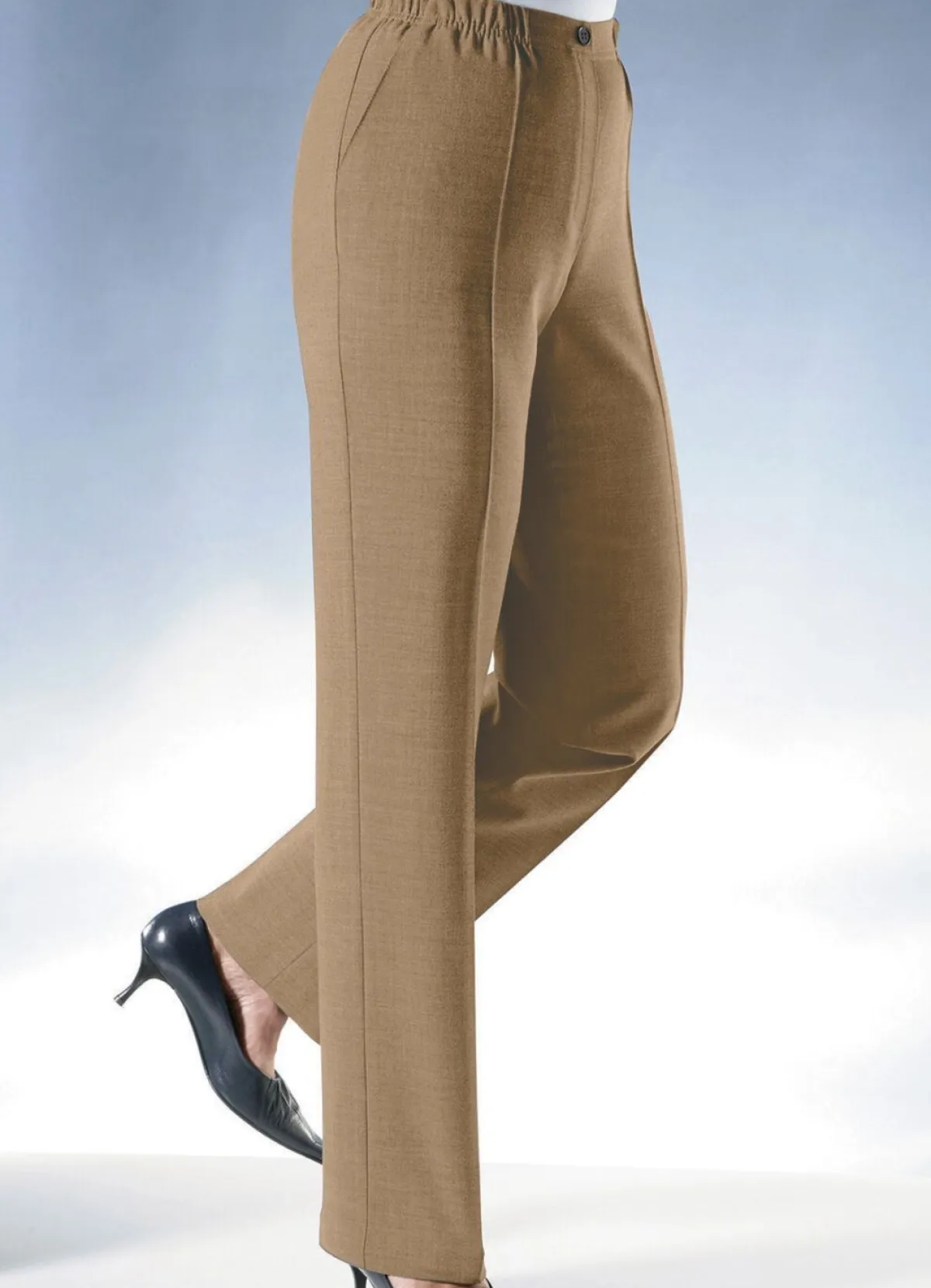 Best BADER Hose mit eingearbeiteter Tresortasche CAMEL MELIERT
