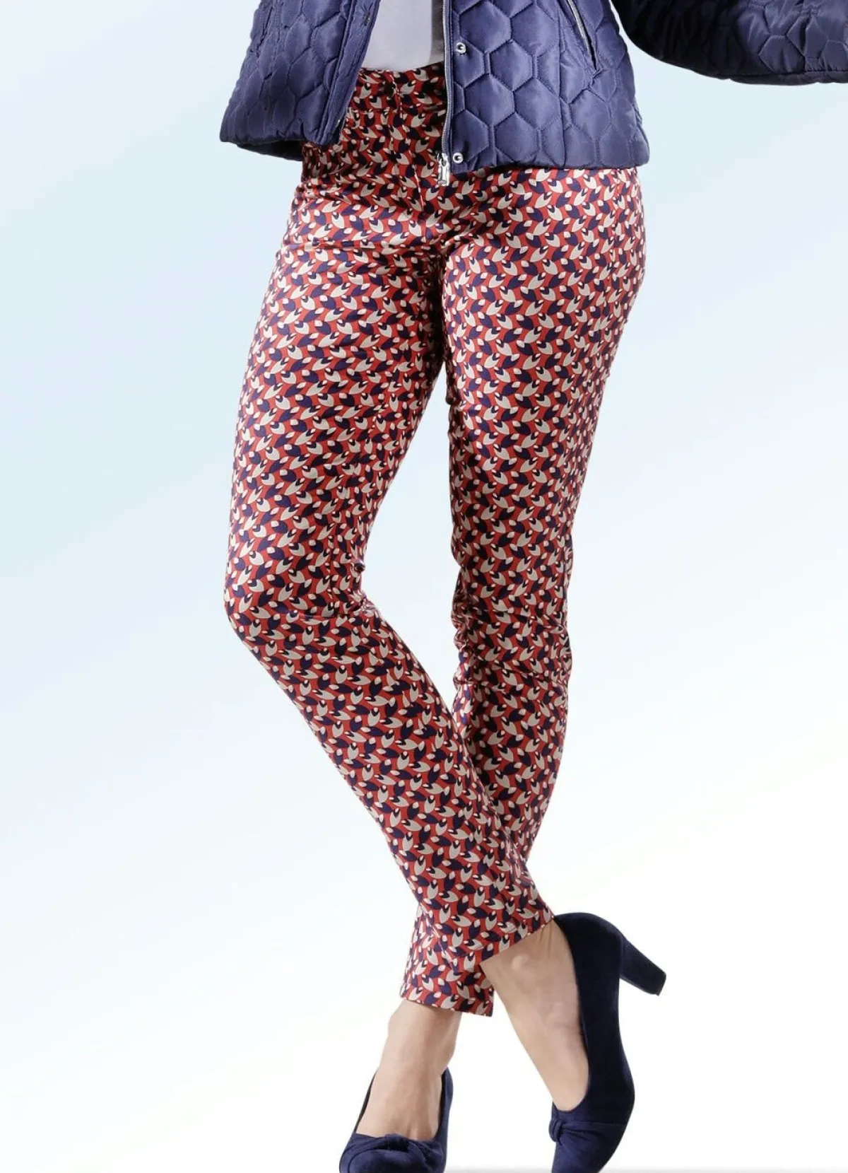 Online ASCARI Hose mit farbbrillantem Druck ROT-MARINE-BEIGE