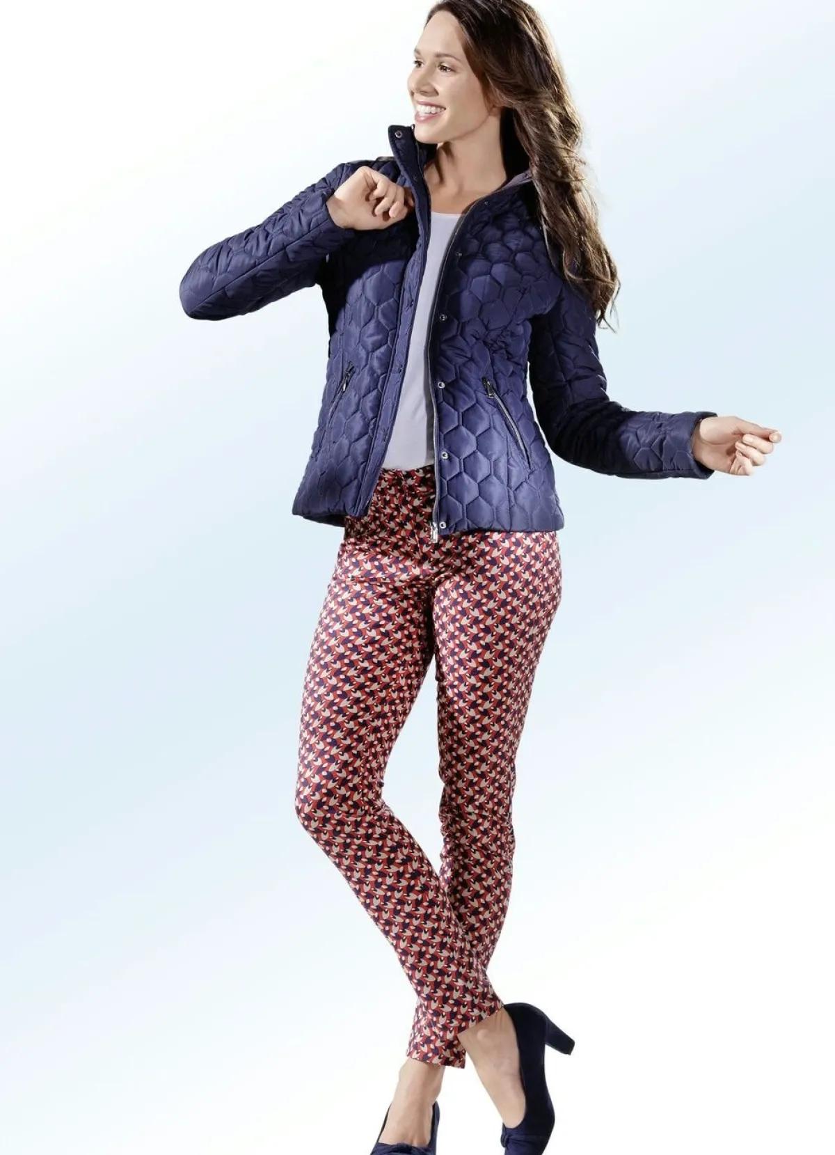 Online ASCARI Hose mit farbbrillantem Druck ROT-MARINE-BEIGE