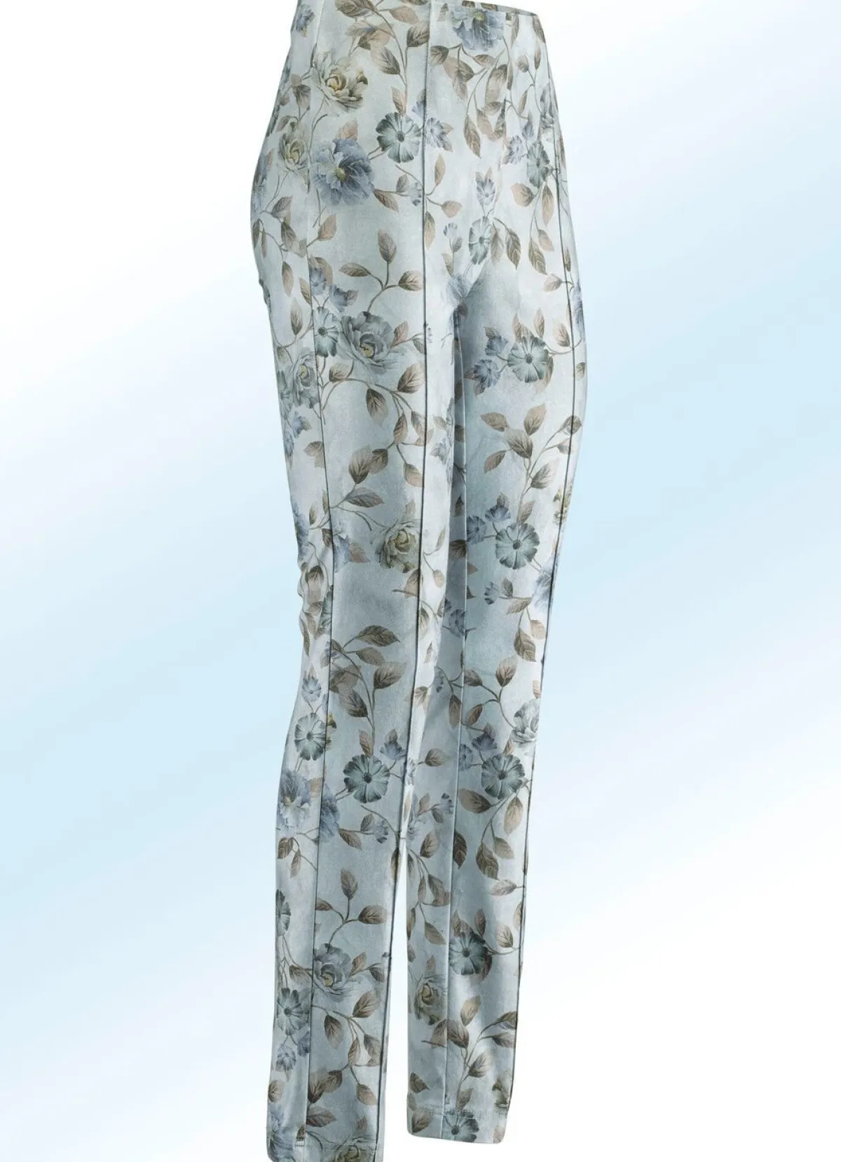 Discount BADER Hose mit farbharmonischer Floraldessinierung BLEU-SAND-GRAU