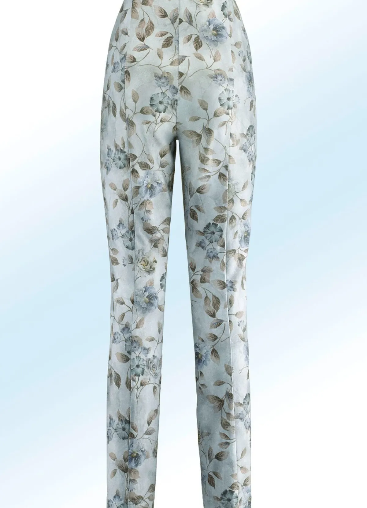 Discount BADER Hose mit farbharmonischer Floraldessinierung BLEU-SAND-GRAU