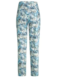 Hot KLAUS MODELLE MADE IN GERMANY Hose mit floralem Allover-Dessin ECRU-BLEU-BUNT