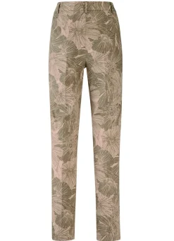 Hot BADER Hose mit floraler Dessinierung SAND-SCHILFGRÜN