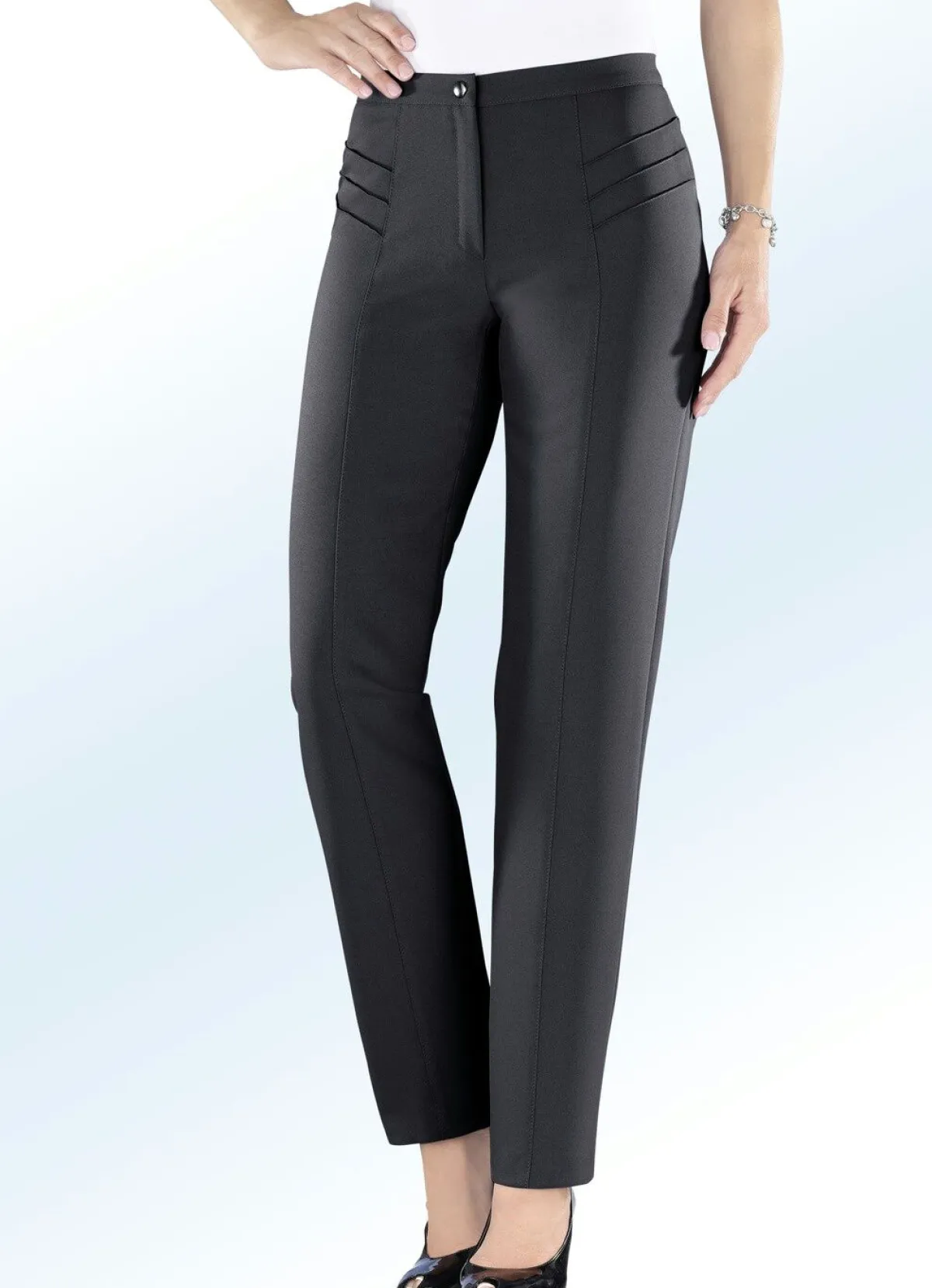 Online KLAUS MODELLE MADE IN GERMANY Hose mit hübscher Biesenzier SCHWARZ