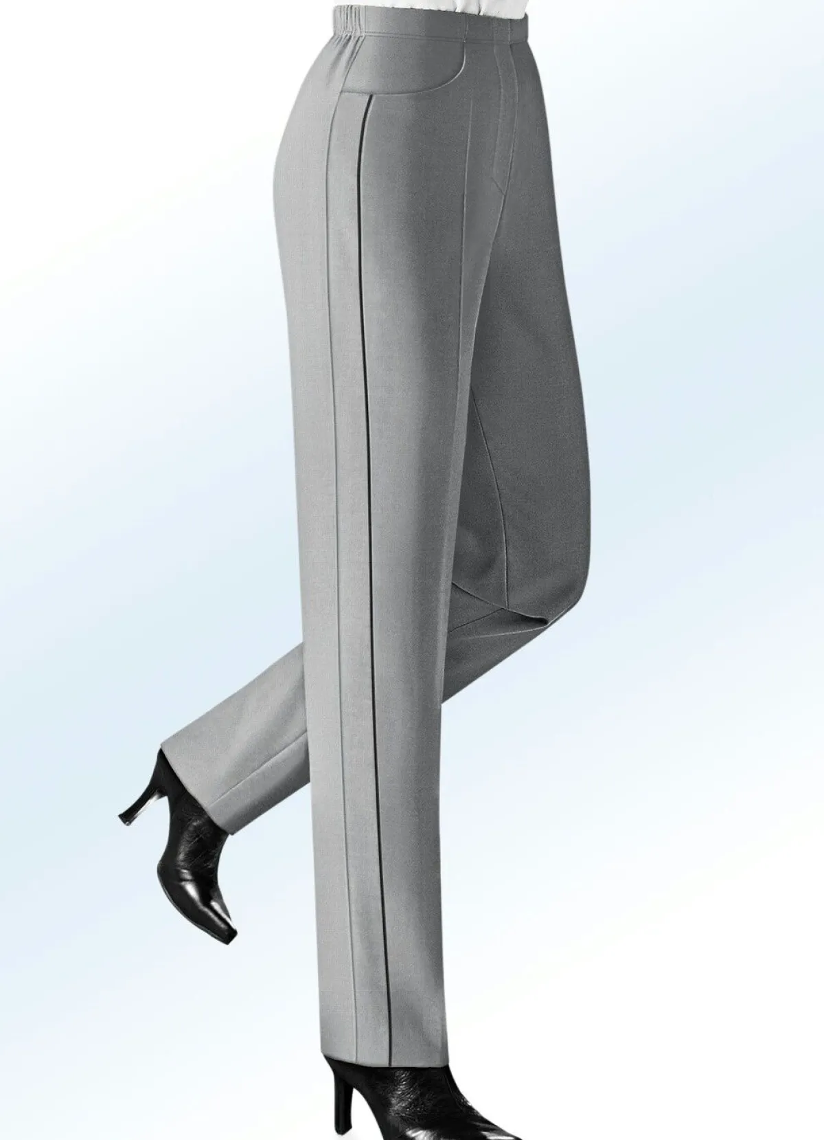 Hot BADER Hose mit kontrasfarbener Zierpaspel M''GRAU-SCHWARZ