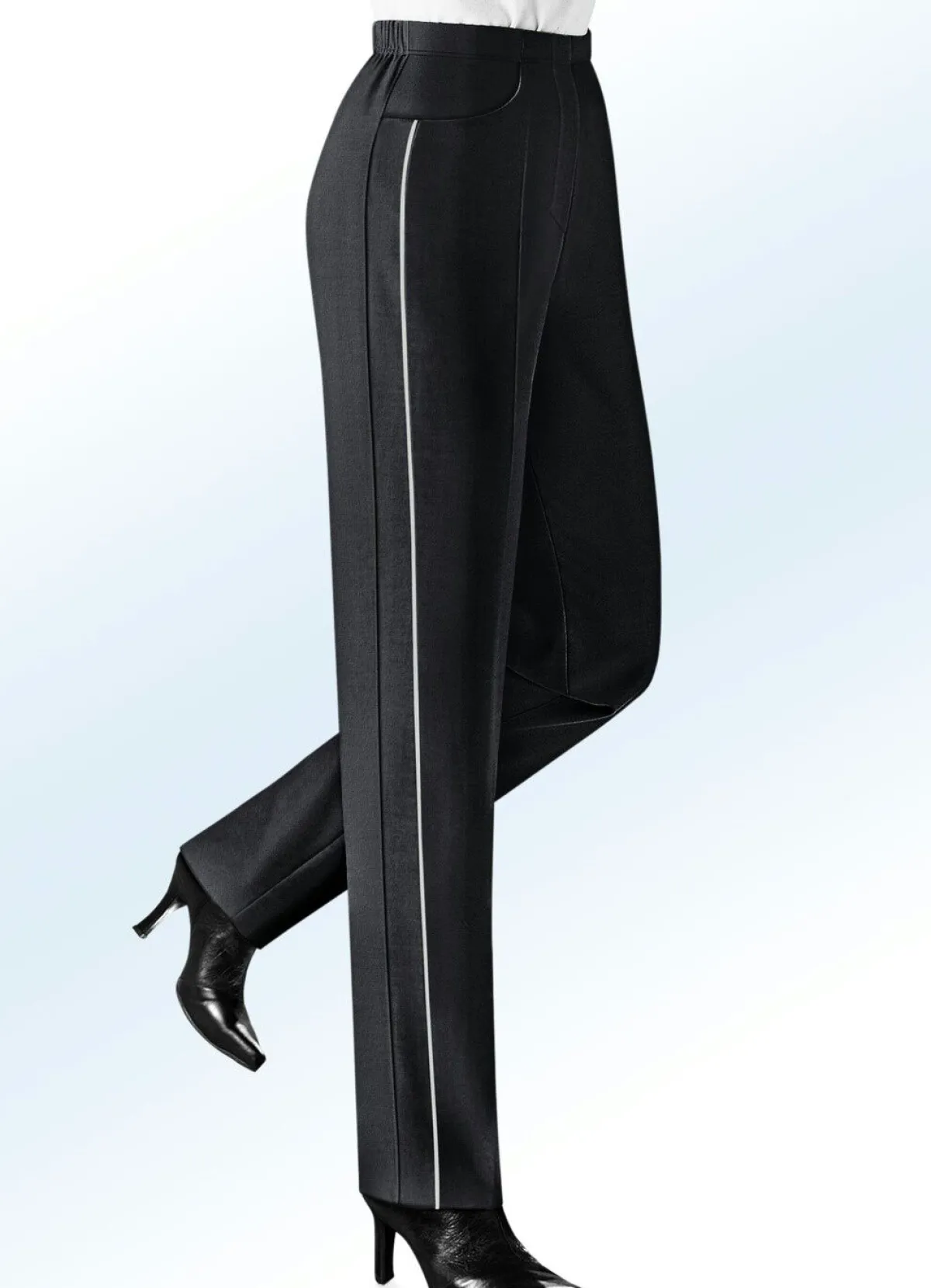 Best BADER Hose mit kontrasfarbener Zierpaspel SCHWARZ-HELLGR.