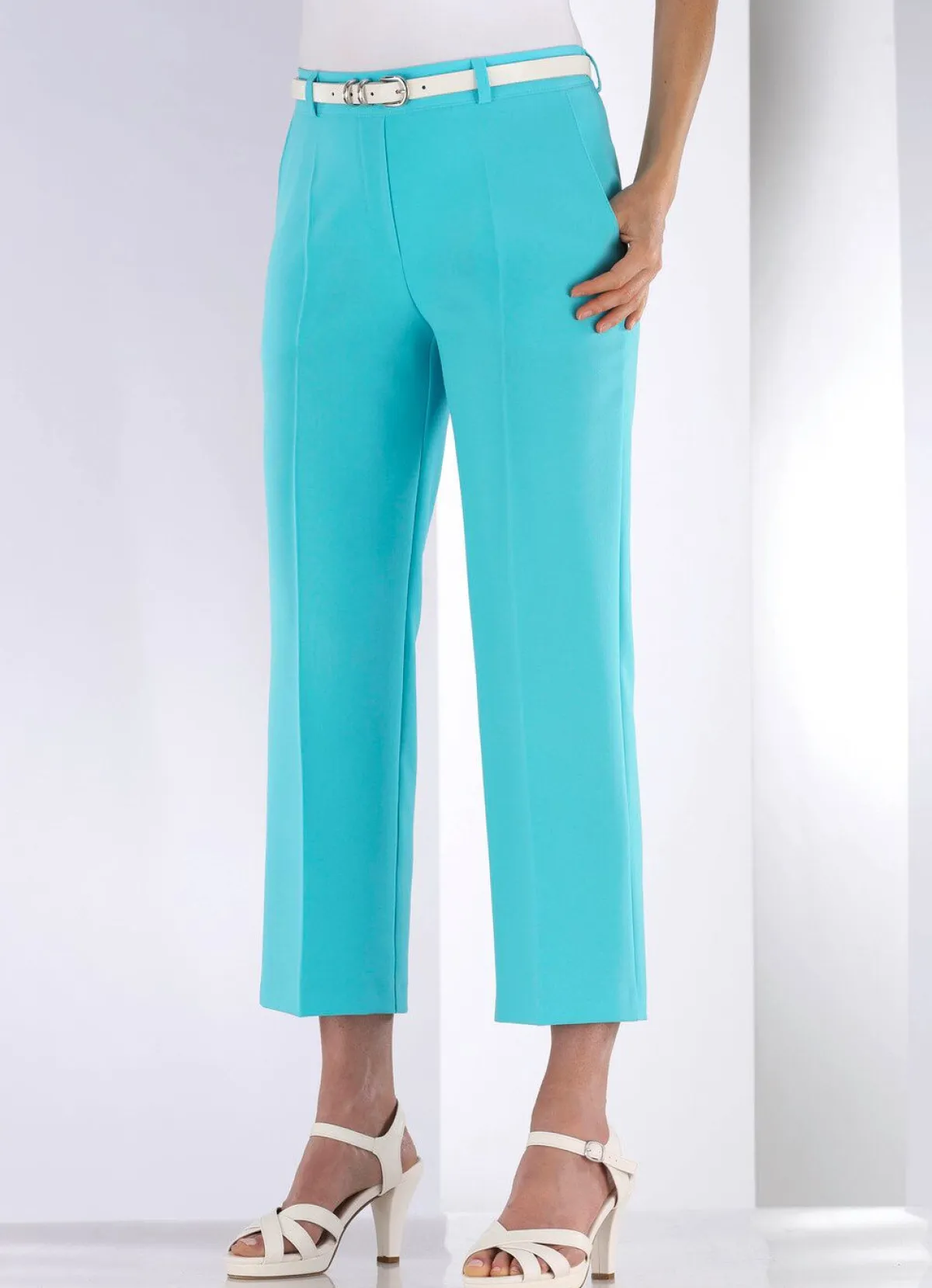 Outlet KLAUS MODELLE MADE IN GERMANY Hose mit rückwärtigem Dehnbund TÜRKIS