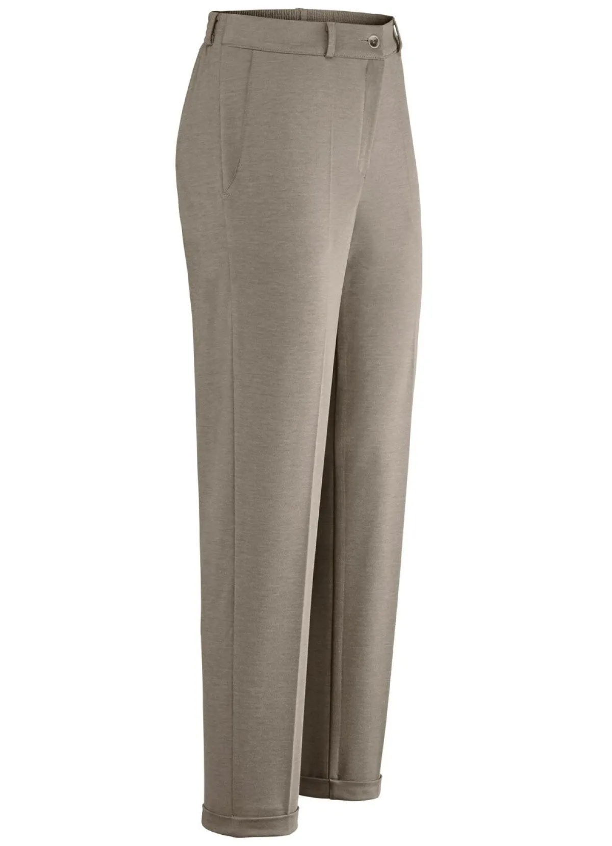 KLAUS MODELLE MADE IN GERMANY Hose mit rückwärtigem Dehnbundeinsatz TAUPE MELIERT
