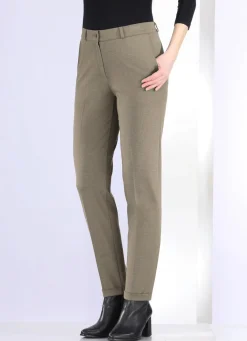 KLAUS MODELLE MADE IN GERMANY Hose mit rückwärtigem Dehnbundeinsatz TAUPE MELIERT