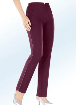 Sale KLAUS MODELLE MADE IN GERMANY Hose mit schöner Glanzgarn-Zierpaspel BORDEAUX