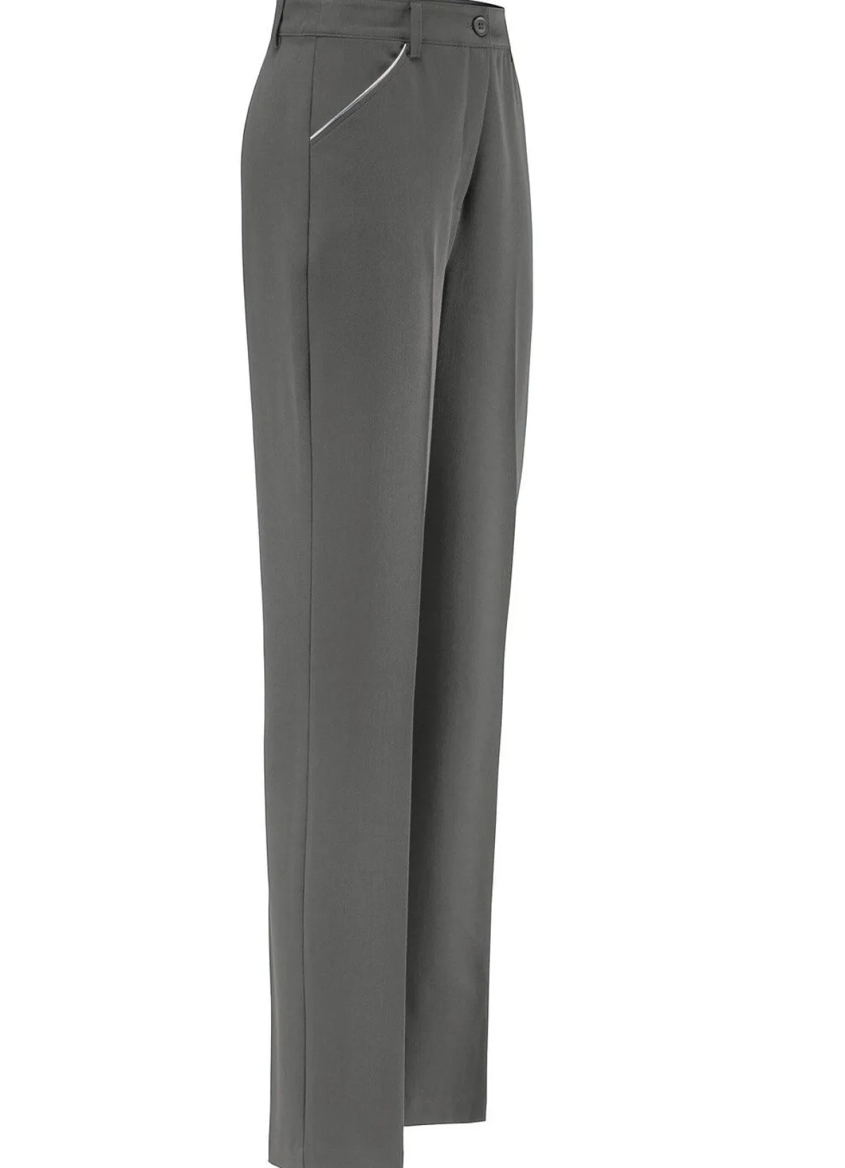Outlet BADER Hose mit silberfarbener Kontrastpaspel GRAU MELIERT