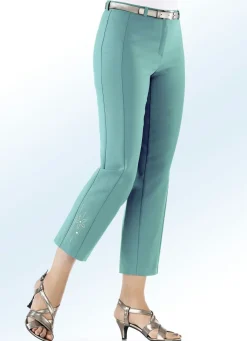 New KLAUS MODELLE MADE IN GERMANY 7/8-Hose mit Zierplättchenmotiv HELLTÜRKIS