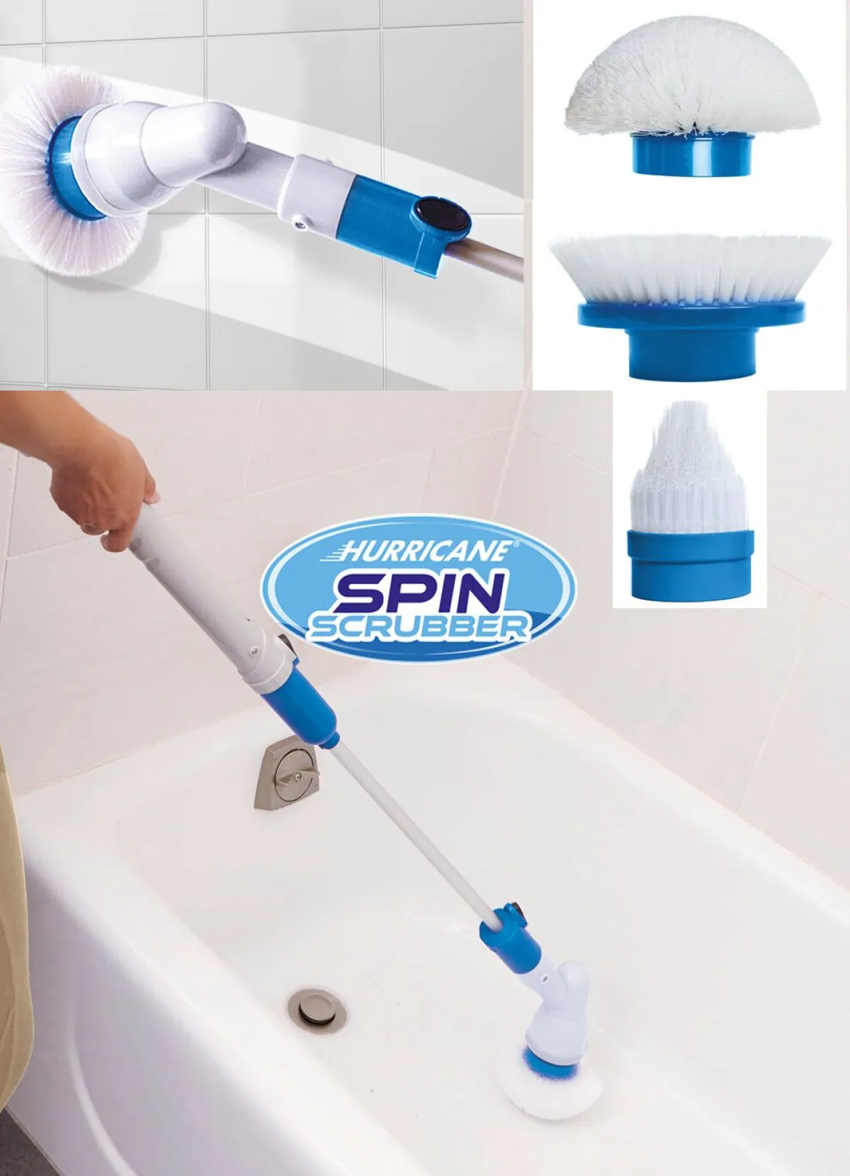 Discount MEDIA SHOP Hurricane Spin Scrubber Akku-Reinigungsbürste WEISS/BLAU