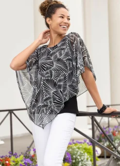 Sale BADER Interessante Poncho-Tunika SCHWARZ-WEISS