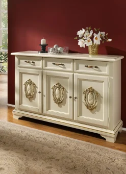 Best BADER Italienische Möbelserie mit hochwertiger Holz-Applikation CREME-GOLD