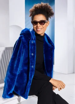 Online BADER Jacke aus kuschelweichem Kunstpelz ROYALBLAU