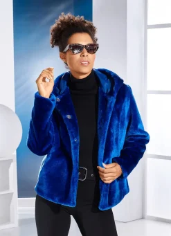 Online BADER Jacke aus kuschelweichem Kunstpelz ROYALBLAU