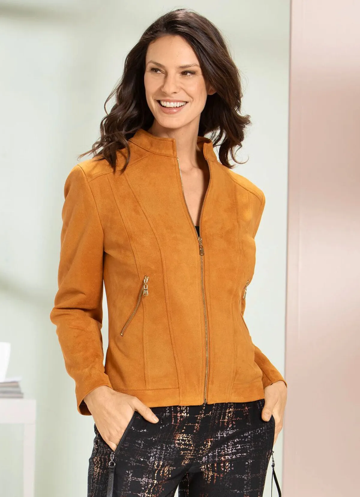 New BADER Jacke aus Velours MESSING