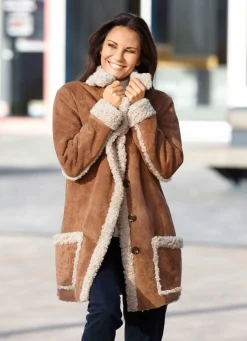 Outlet BADER Jacke aus Veloursleder-Imitat ZIMT
