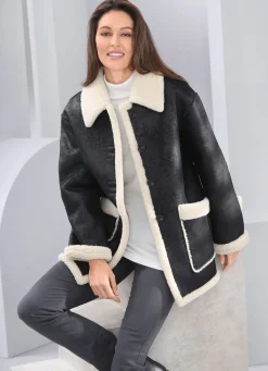 Best BADER Jacke aus Veloursleder-Imitat SCHWARZ