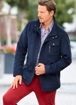New BADER Jacke aus weichem Microvelours MARINE