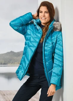 Discount BADER Jacke mit abnehmbarem Kunstpelz-Besatz AQUAMARIN