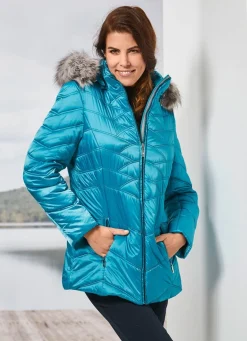 Discount BADER Jacke mit abnehmbarem Kunstpelz-Besatz AQUAMARIN