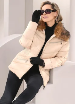 Outlet BADER Jacke mit abnehmbarem Kunstpelz-Besatz am Kragen ECRU