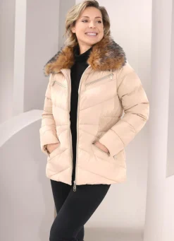 Outlet BADER Jacke mit abnehmbarem Kunstpelz-Besatz am Kragen ECRU