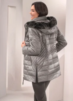 Outlet BADER Jacke mit abnehmbarem Kunstpelz-Besatz GRAU