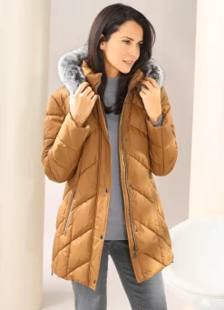 Outlet BADER Jacke mit abnehmbarem Kunstpelz-Besatz KARAMELL