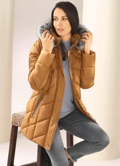 Outlet BADER Jacke mit abnehmbarem Kunstpelz-Besatz KARAMELL