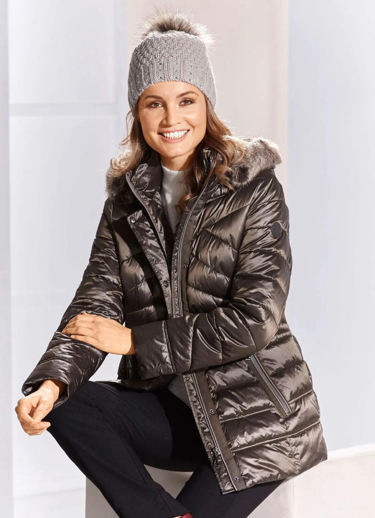 Best BADER Jacke mit abnehmbarer Kapuze ESPRESSO