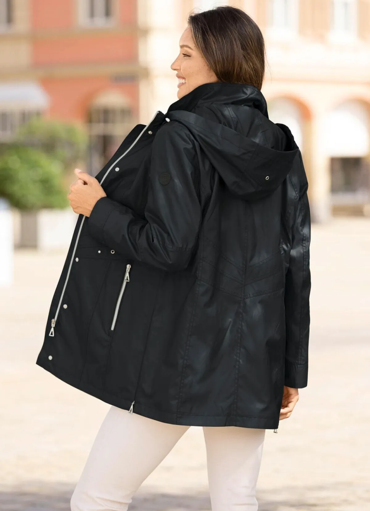 BADER Jacke mit abnehmbarer Kapuze SCHWARZ