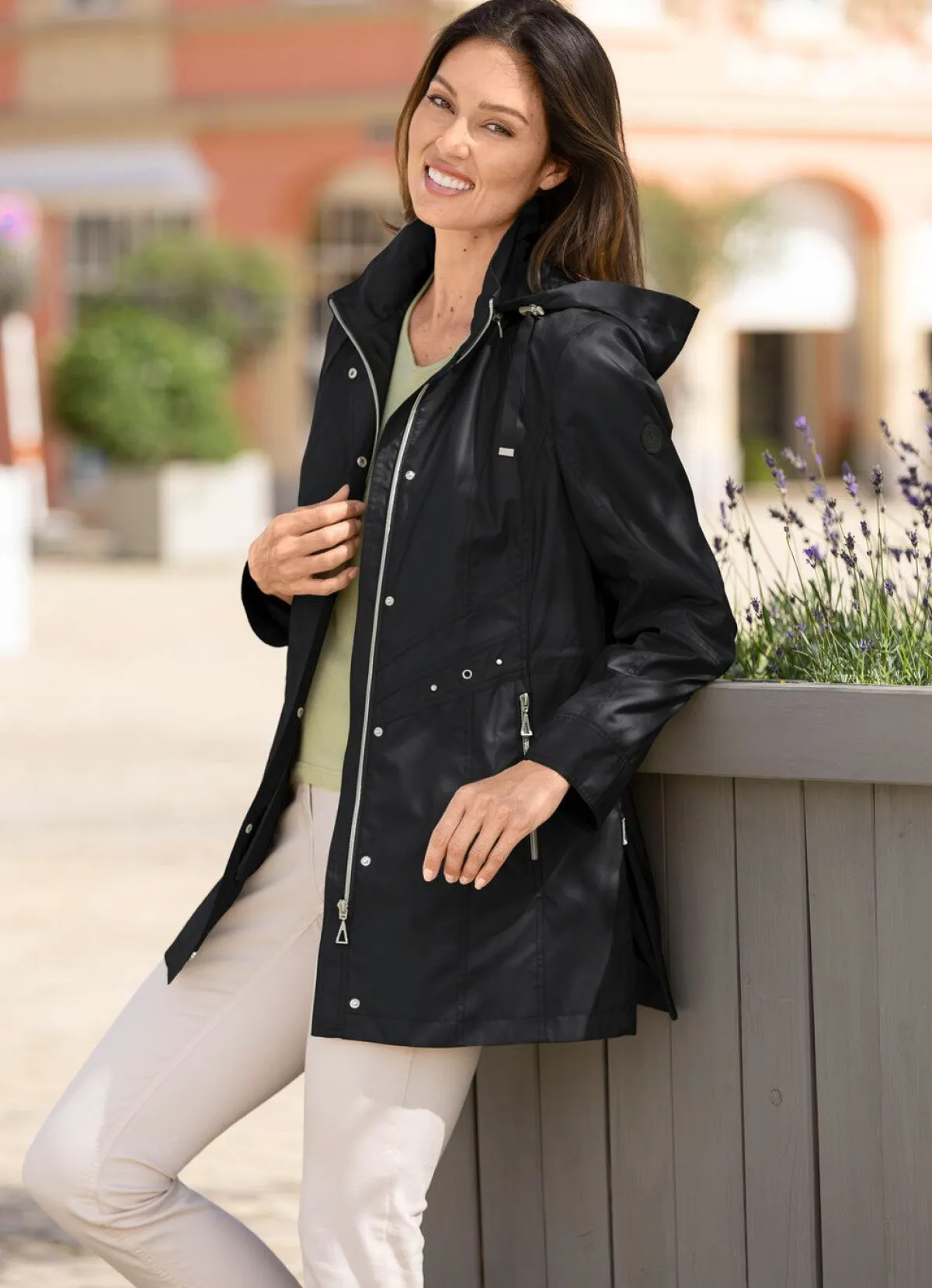 BADER Jacke mit abnehmbarer Kapuze SCHWARZ